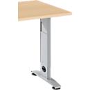 Mesa extensible Schäfer Shop Select LOGIN, pie en C, An 1000 x F 600 x Al 660-820 mm, arce/aluminio blanco